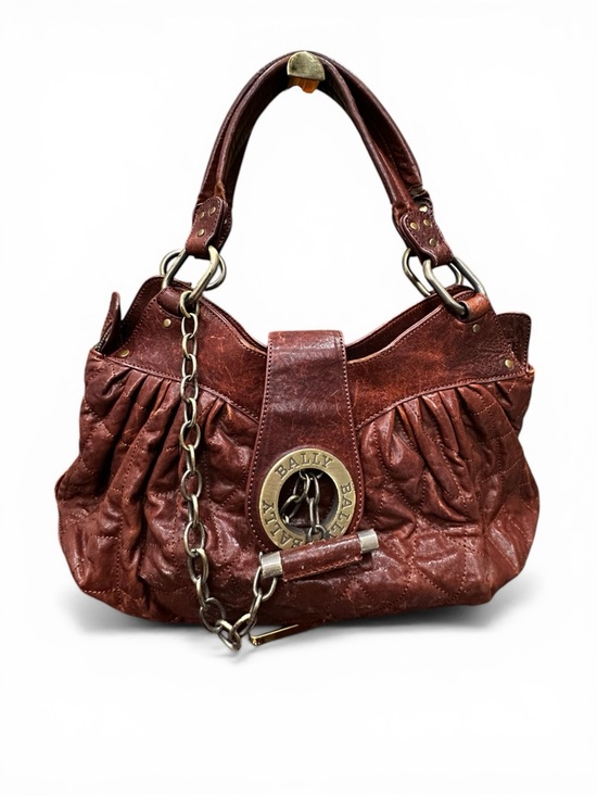 Bally Handbags - Bally Mopeeh Quilted Leather Shoulder Bag Brown Chain Medallion Y2K Italy